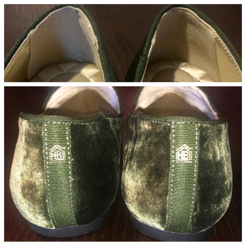 RARE & RETIRED Birdies HERON Olive Luxe Velvet Smoking Flats/Loafers/Slippers - Picture 12 of 16